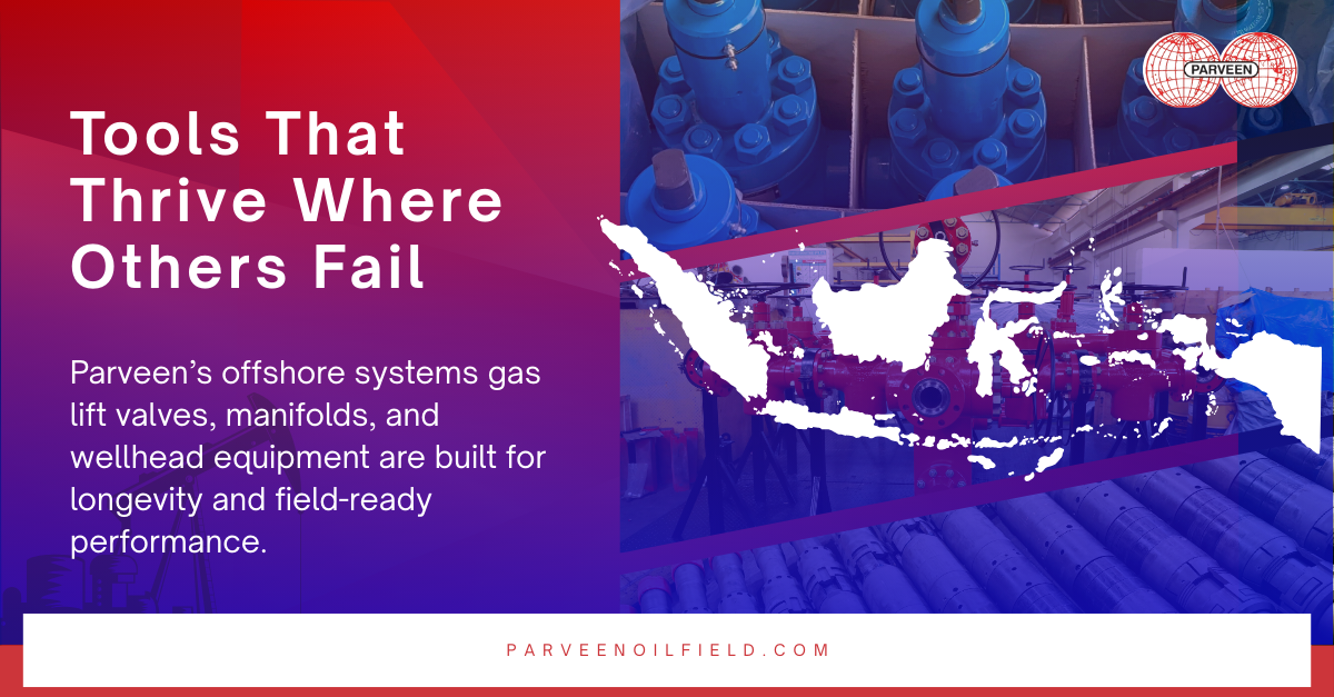 Offshore oil rig in Indonesia with Parveen corrosion-resistant equipment