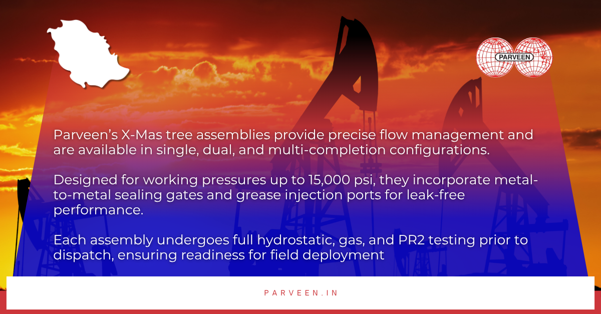 Technician inspecting modular wellhead stack designed for sour gas environments