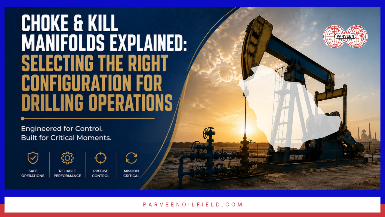 A complete buyer's guide to choke and kill manifold selection for Saudi Arabia drilling operations — covering API 16C configurations, pressure ratings, choke types, NACE sour service requirements, and what to evaluate in a manifold supplier. From Parveen Industries, API-compliant manifold manufacturer.
